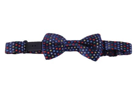 Baby Boys Navy Blue Silk Bow Ties With Colorful Spot Trims For Cheap