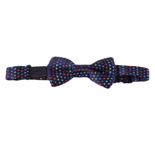 Baby Boys Navy Blue Silk Bow Ties With Colorful Spot Trims For Cheap