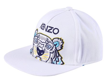 Baby Boys White Tiger Head Printed Cap For Sale