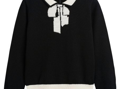 Girls Black & White Wool Sweater on Sale