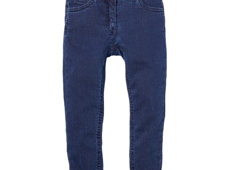 Girls Dark Blue Monster Embroidered Jeans For Cheap