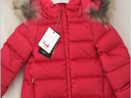 Girls Red Fur Trims Hooded Down Jacket Online Hot Sale