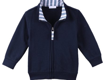 Baby Boys Navy Blue Cotton Zip-up Jacket Online Hot Sale