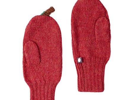 Baby Red Alpaga Wool Apple Trims Mittens on Sale