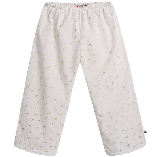 Girls White With Gold Cherry Pyjama Online now