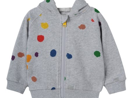 Baby Boys Grey Cotton Colorful Spot Trims Hooded Zip-up Tops Supply