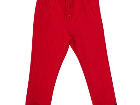 Baby Boys Red Monster Ribbed Ankle  Cuffs Trousers For Sale