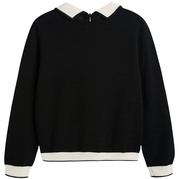 Girls Black & White Wool Sweater on Sale