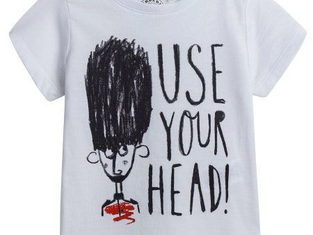 Baby Boys Bearskin Hat Print White T-shirt For Cheap