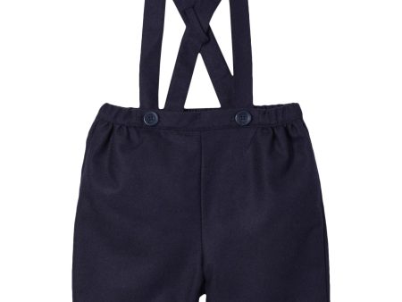 Baby Boys Navy Blue Suspender Wool Short For Cheap