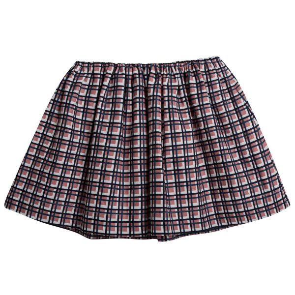 Girls Brown Check Cotton Skirt Online now