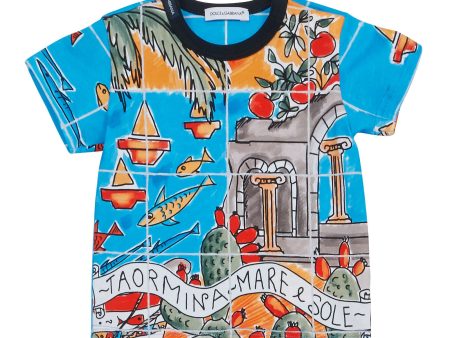 Baby Boys Multicolor Printed Cotton Beachwear T-Shirt Cheap