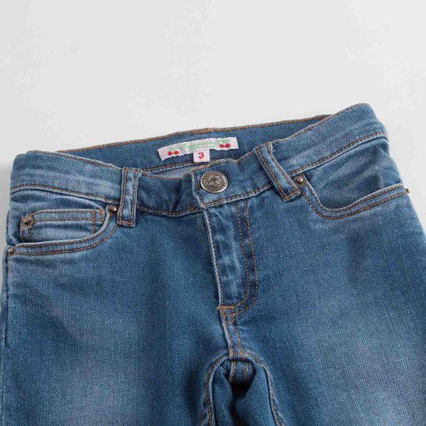 Girls Blue Tight Cotton Jeans For Cheap