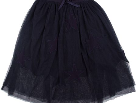 Amalie Girls Navy Blue Stars Embroidered Skirt For Discount