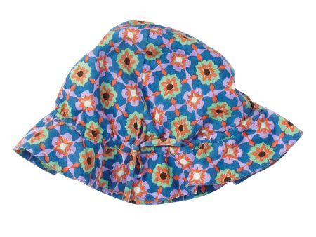 Baby Blue Orchid Block Printed Sun Hat on Sale