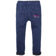 Girls Dark Blue Monster Embroidered Jeans For Cheap