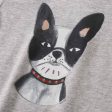 Baby Boys Dark Grey Dog Printed Trims Cotton T-Shirt Supply