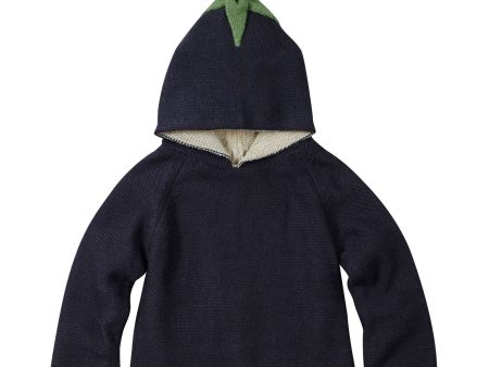 Baby Black Alpaga Wool Eggplant Trims Hooded Sweatshirt Cheap