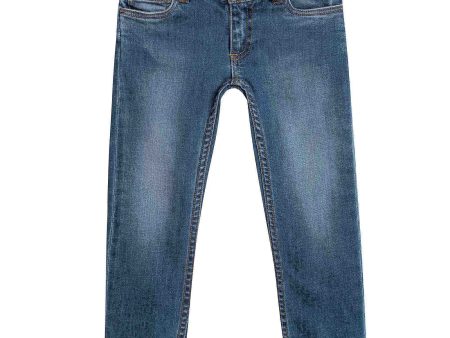 Girls Blue Tight Cotton Jeans For Cheap