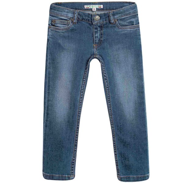 Girls Blue Tight Cotton Jeans For Cheap