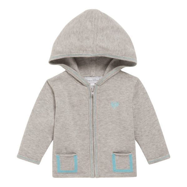 Baby Boys Grey Cotton Hooded Zip-up Tops Supply