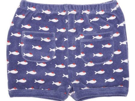 Baby Blue Short With Grey Fish Print For Cheap