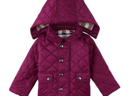 Baby Girls Fritillary Pink Lattice Hooded Jacket Hot on Sale