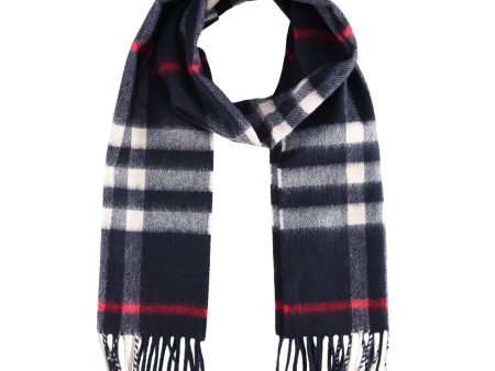 Boys&Girls Navy Blue Cashmere Classic Check Scarf on Sale