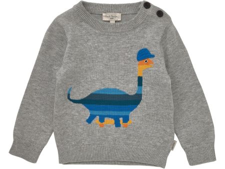 Baby Boys Grey Cotton Sweatshirt With Funny Dinosaur Print Online Hot Sale