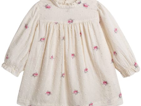 Baby Girls Lvory With Pink Flowers Dress For Sale