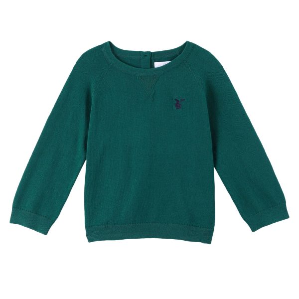 Baby Boys Deep Viridian Green Knitted Cotton Sweater Fashion