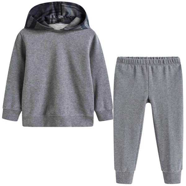 Baby Boys Grey Hooded Top & Bottom Two Piece Set Online Hot Sale