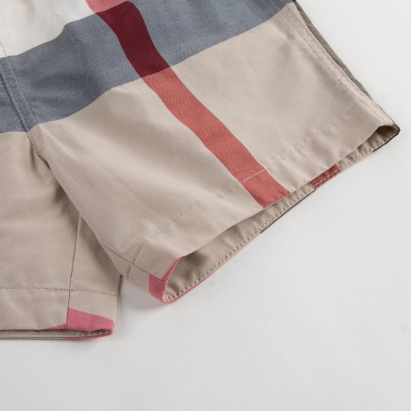 Baby Boys Beige Check Swim Shorts Discount