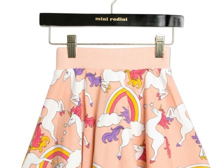 Baby Pink Unicorns Printed Cotton Skirt Online now