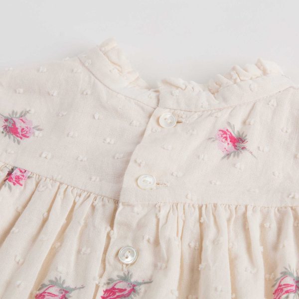 Baby Girls Lvory With Pink Flowers Dress For Sale