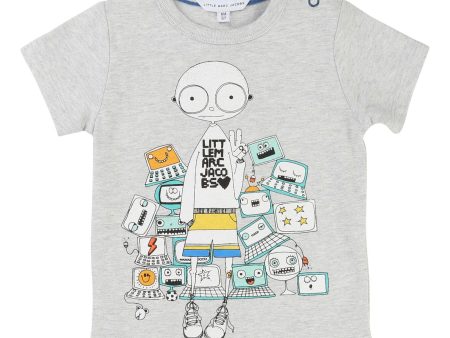 Baby Boys Grey  Mr Marc  Printed Cotton Jersey T-Shirt on Sale